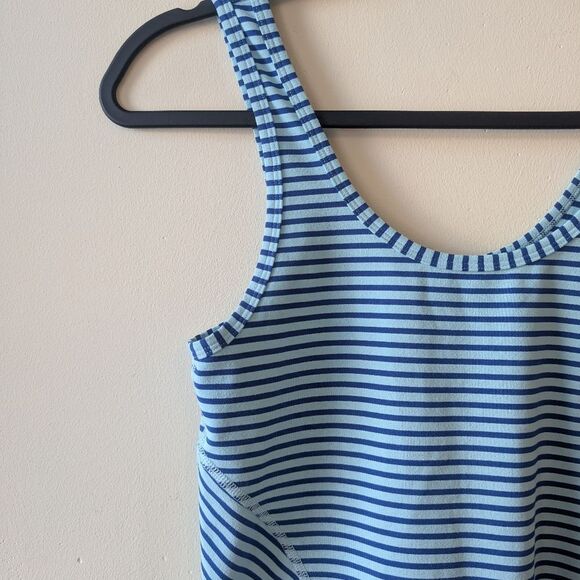 Zella Double Scoop Ocean Stripe Tank Top Ocean Blue Size Small - Picture 5 of 6